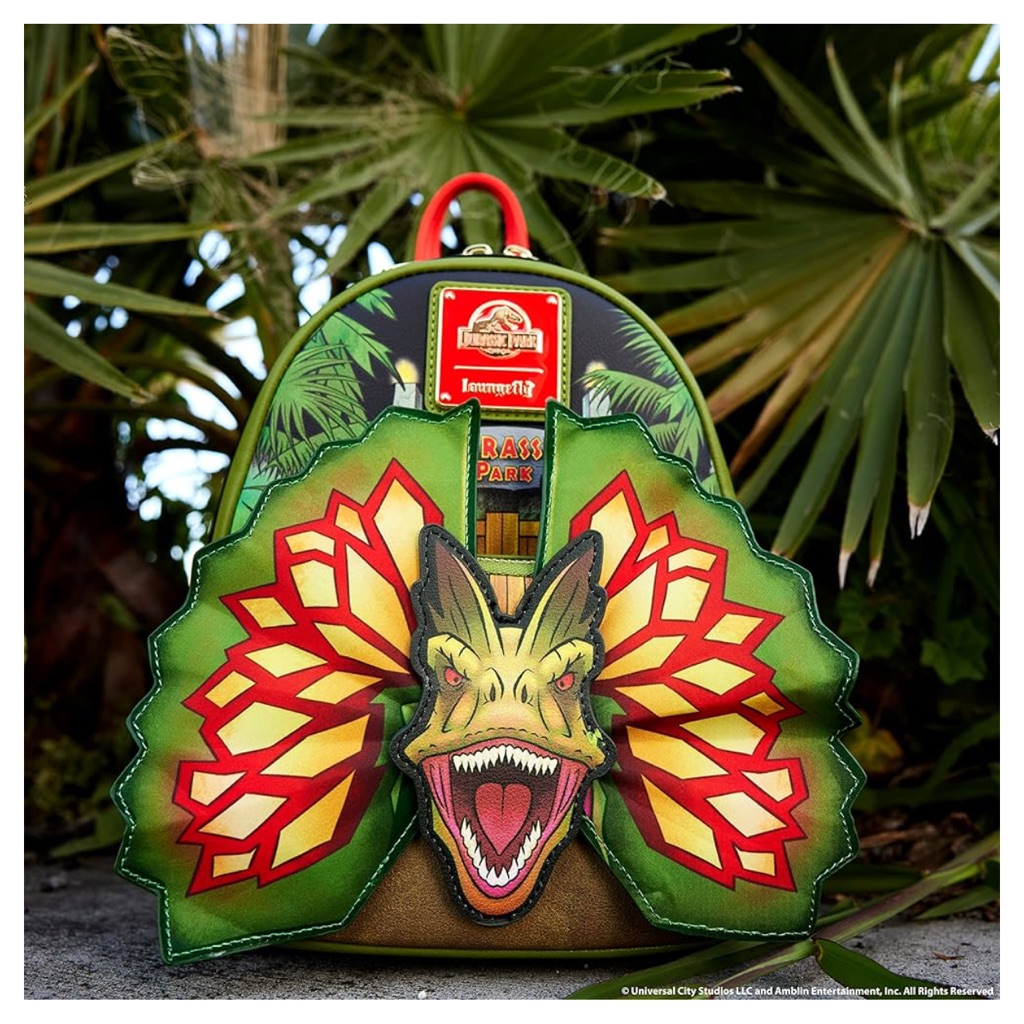Loungefly Universal Jurassic Park 30th Dilophosaurus Dino Backpack Exclusive